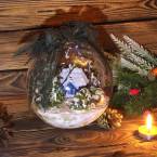 Интерьерный новогодний шар "Синий домик в лесу"