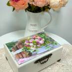 Шкатулка-коробка для чая, конфет Книги и букет Прованс