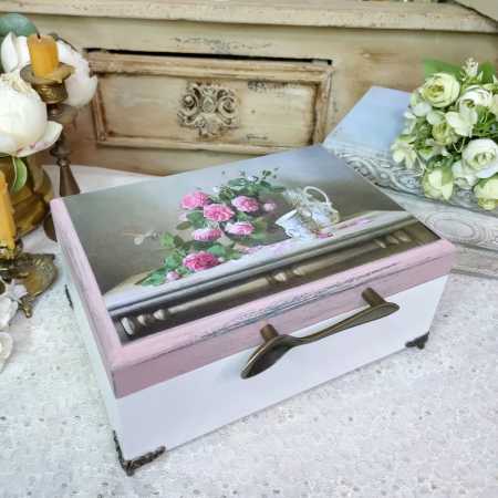 Шкатулка-коробка для чая, конфет Натюрморт с розами