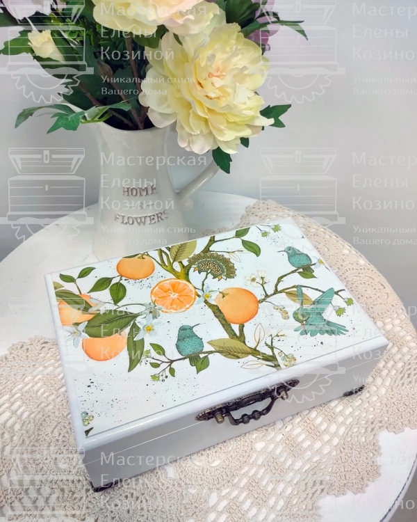 Шкатулка-коробка для чая, конфет Колибри апельсины