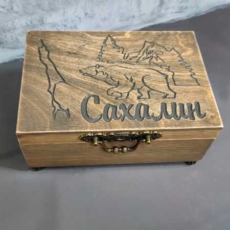 Шкатулка-коробка для чая (лес Сахалин медведь шиповник)