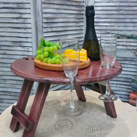 Винный столик в стиле Рустик (цвет вишня)